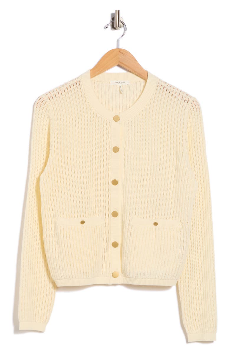 rag & bone Vivi Open Stitch Cardigan, Alternate, color, Chalk