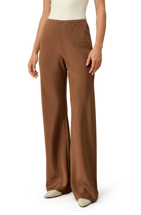 Bias Cut Straight Leg Silk Pants
