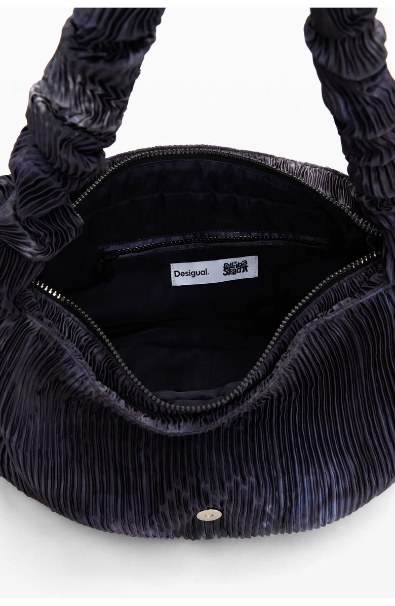 Desigual x Collina Strada Batik Pattern Plissé Shoulder Bag, Alternate, color, Dark Blue