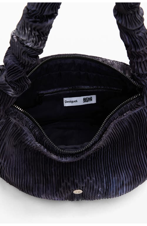 Desigual X Collina Strada Batik Pattern Plissé Shoulder Bag In Dark Blue