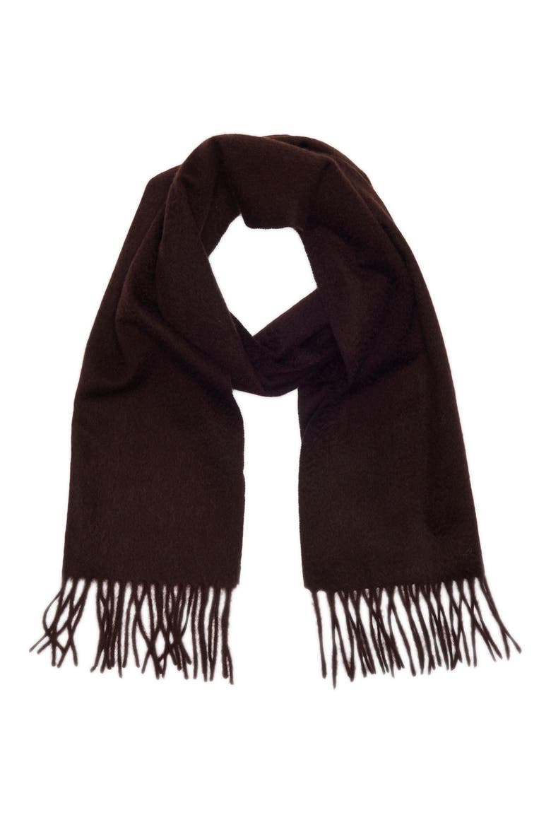 Men's Cashmere Fringe Scarf, Main, color, BROWN HEATHER