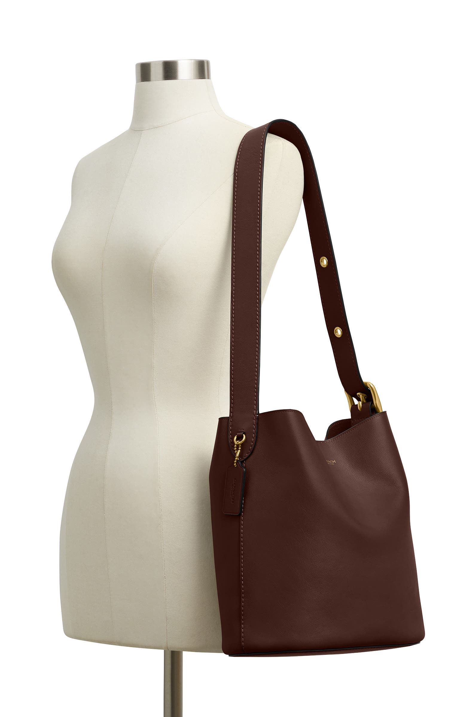 COACH Bleecker Natural Grain Leather Shoulder Bag, Alternate, color, Maple