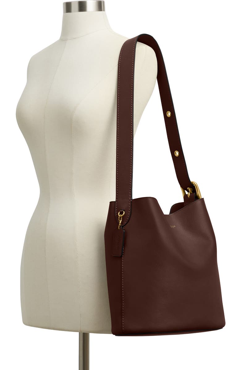 COACH Bleecker Natural Grain Leather Shoulder Bag, Alternate, color, Maple