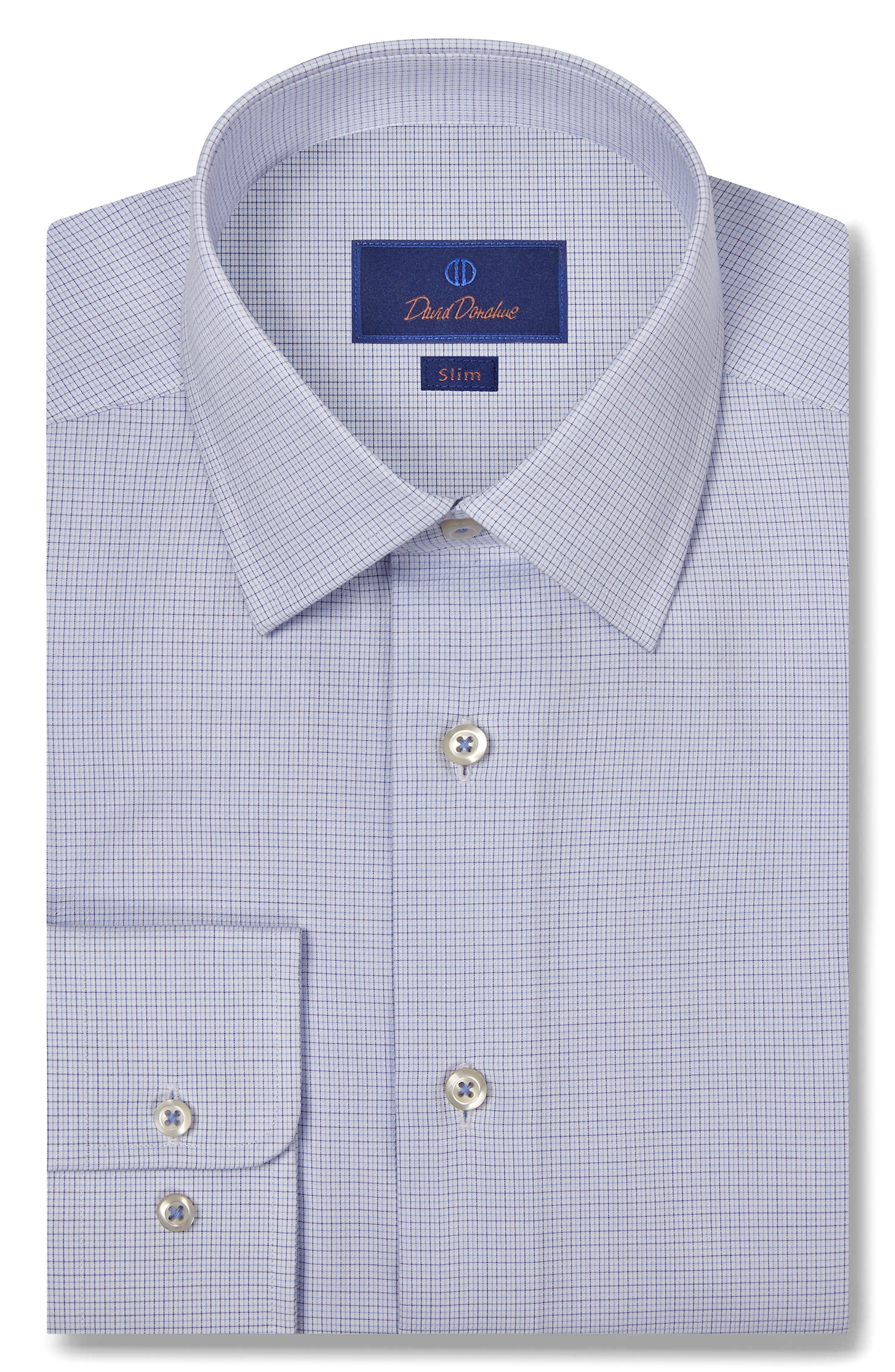 David Donahue Slim Fit Microdobby Dress Shirt