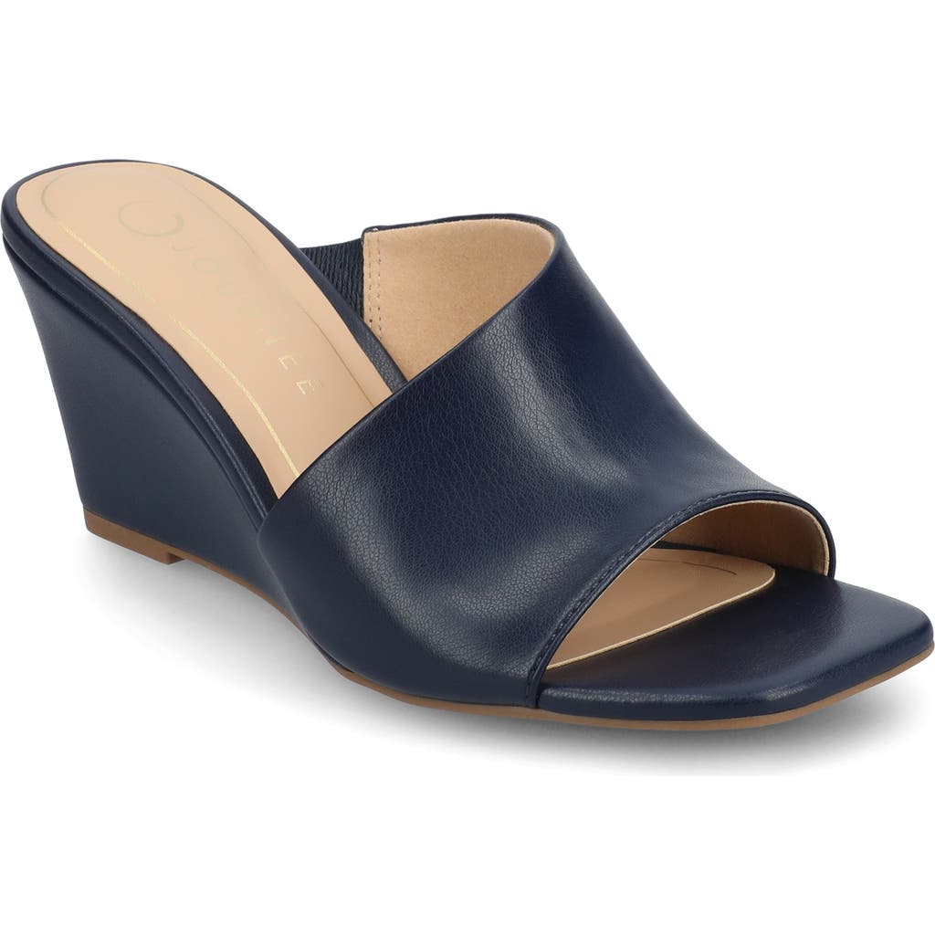 Shop Journee Collection Clementine Wedge D'orsay Sandal In Navy