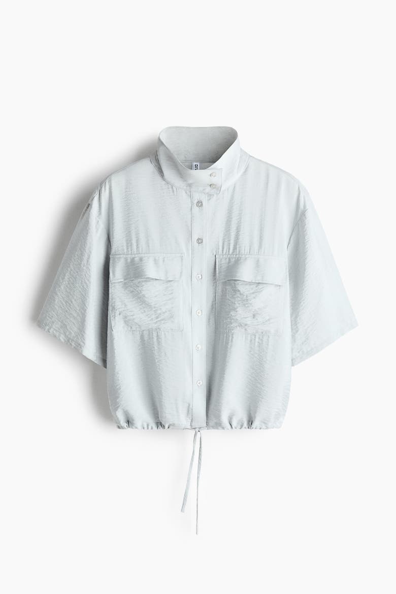 Stand-Up-Collar Cargo Shirt, Alternate, color, Light gray