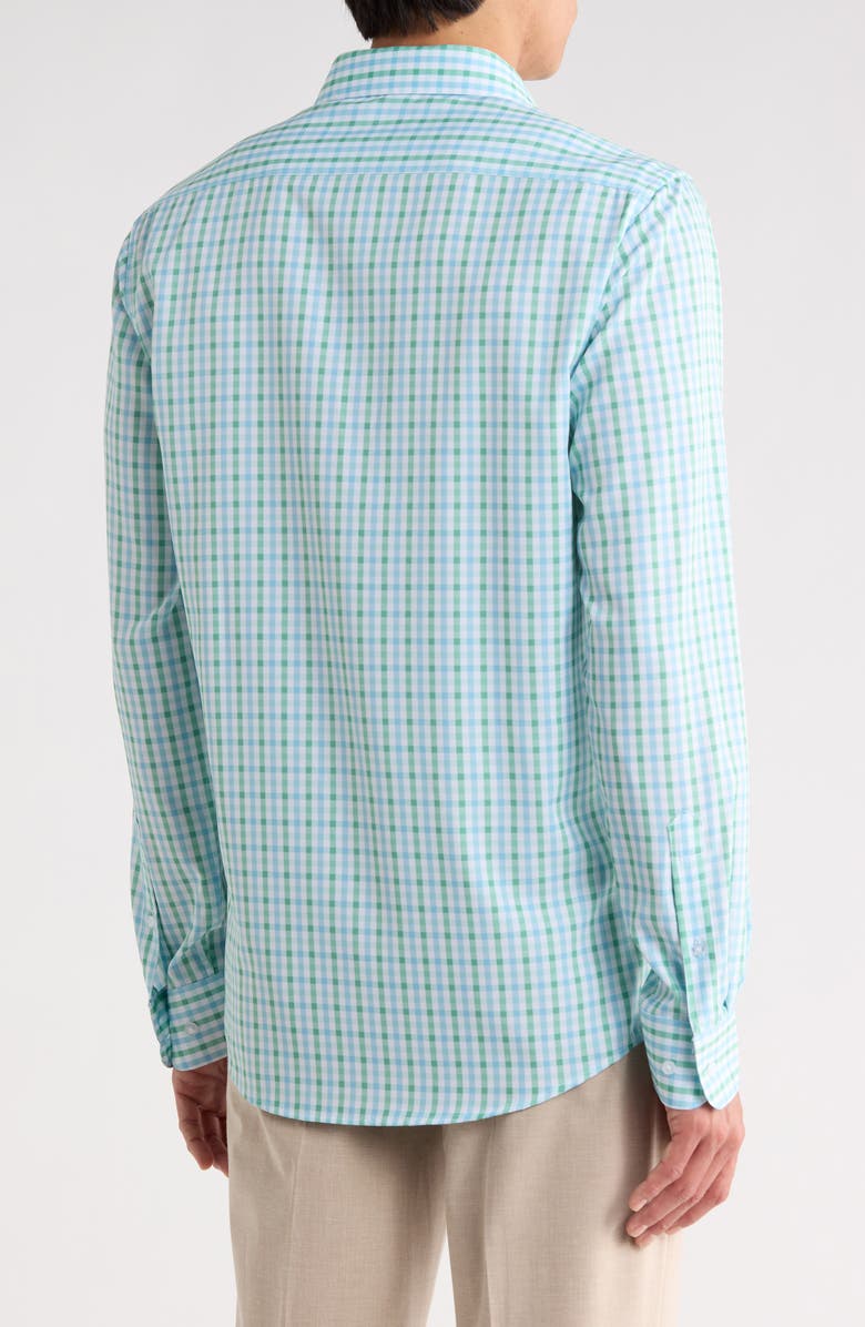 Nautica Check Print Slim Fit Dress Shirt, Alternate, color, Light Green