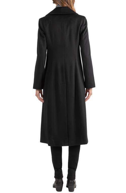 Sofia Cashmere Wool Blend Notch Lapel Coat In Black