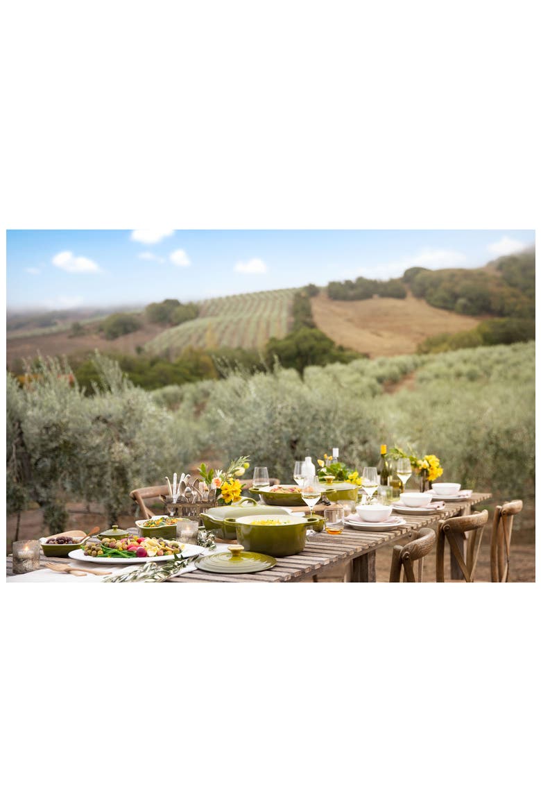 Signature 6.75-Quart Oval Enamel Cast Iron French/Dutch Oven with Lid, Alternate, color, OLIVE