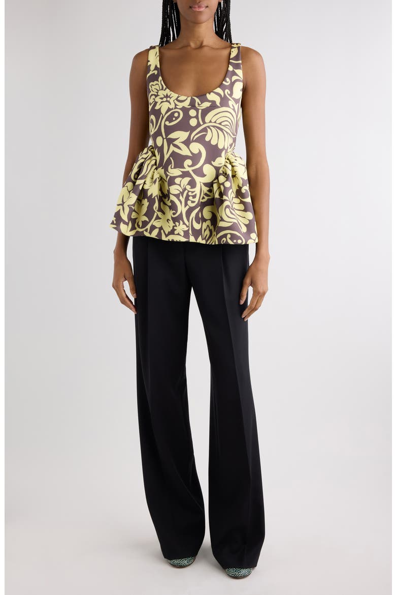 Caylo Historical Floral Scuba Knit Top, Alternate, color, TAUPE