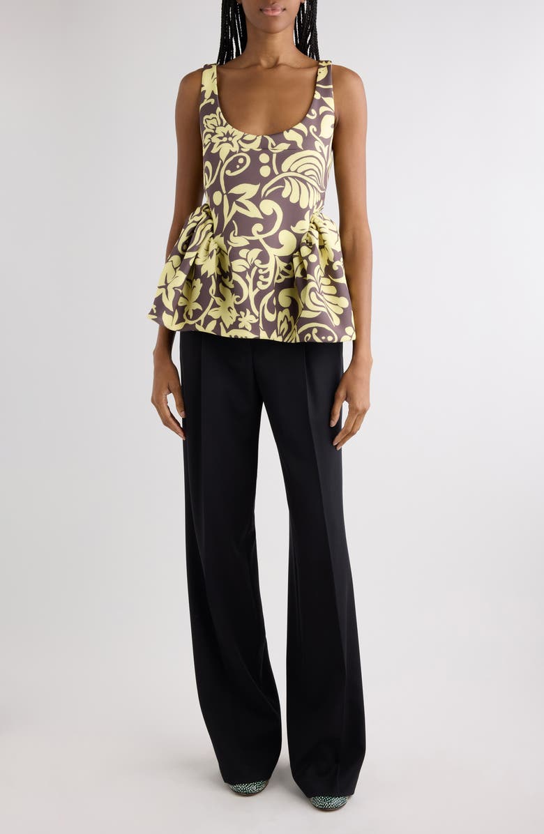 Dries Van Noten Caylo Historical Floral Scuba Knit Top, Alternate, color, Taupe