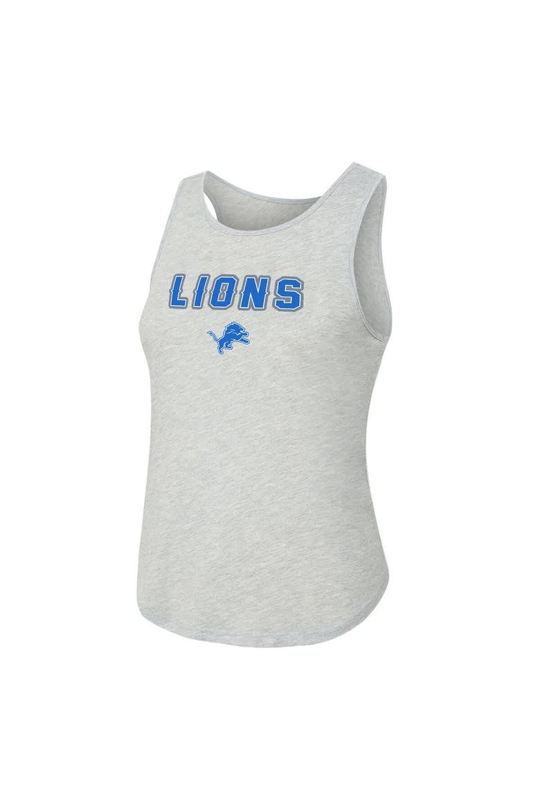 Women's Concepts Sport  Heather Gray/Blue Detroit Lions Regulate Plaid Tank Top & Pants Sleep Set, Alternate, color, Heather Gray
