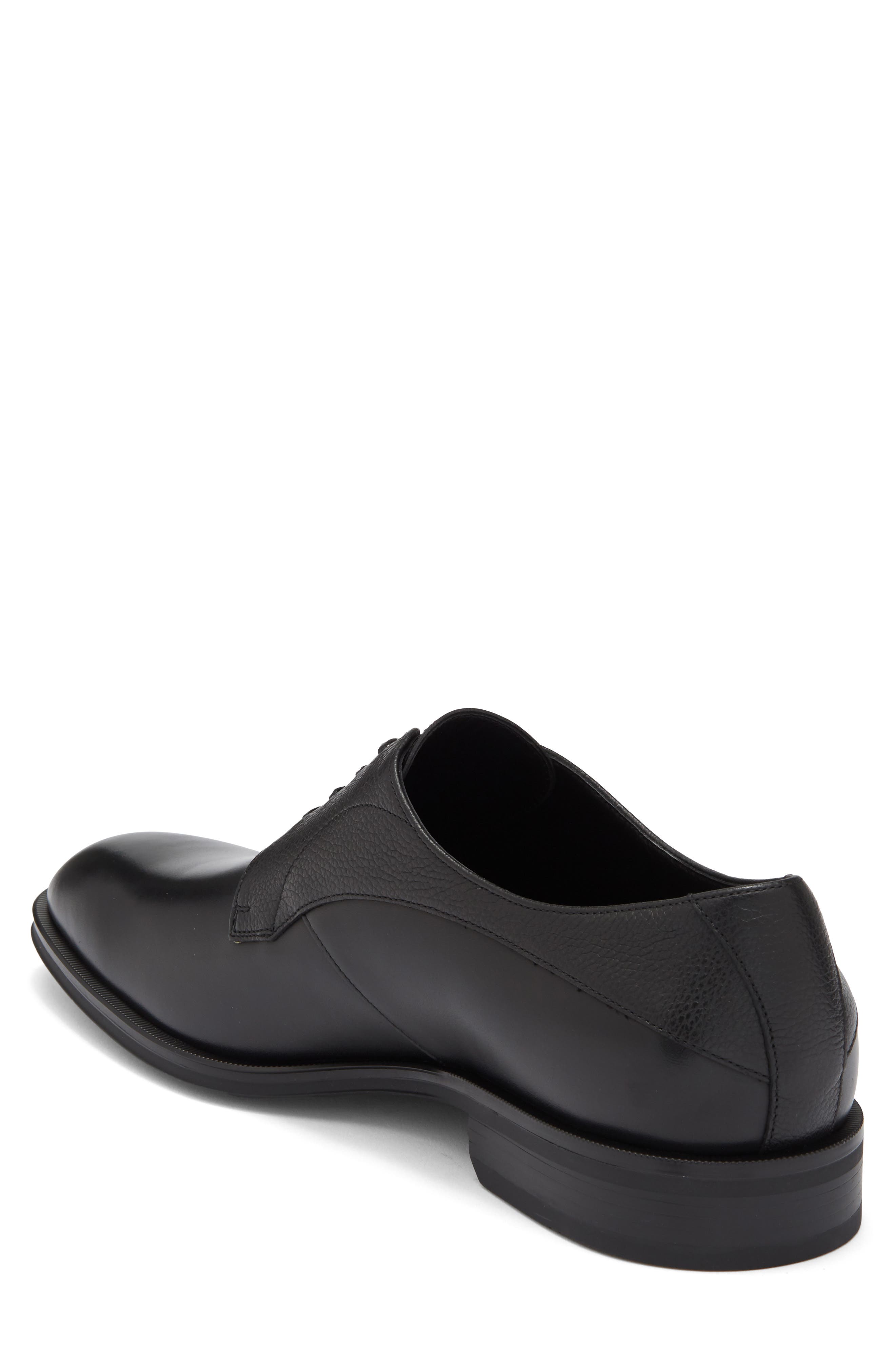 BOSS Derrek Mixed Finish Plain Toe Derby, Alternate, color, Black