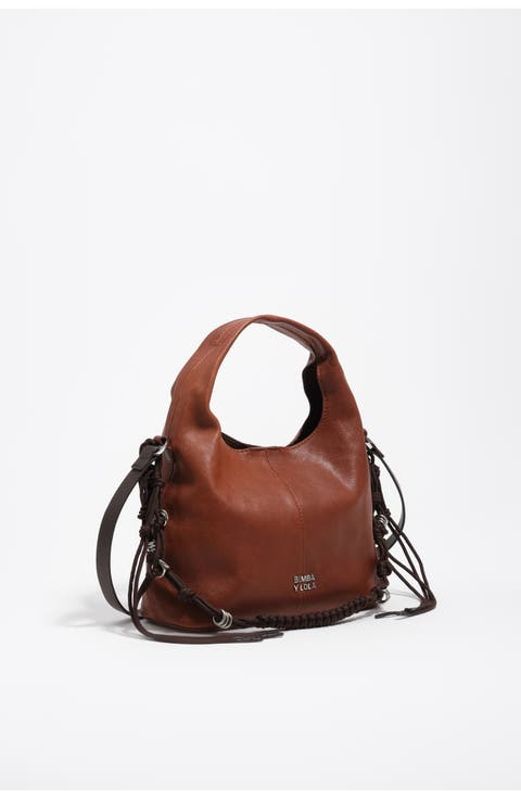 Leather Plaited Handle Paper Bag