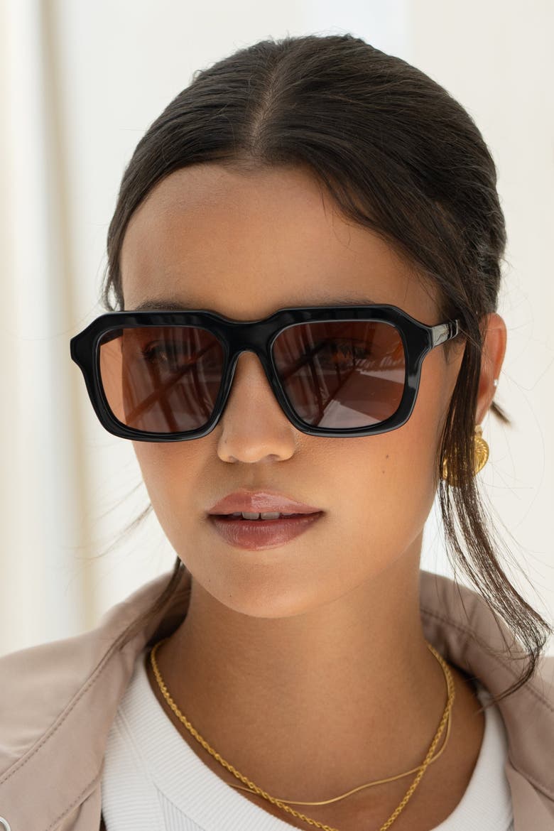 Charlie Square Sunglasses, Alternate, color, Black