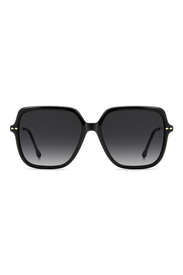 58mm Gradient Square Sunglasses, Main, color, BLACK GOLD/ DARK GREY
