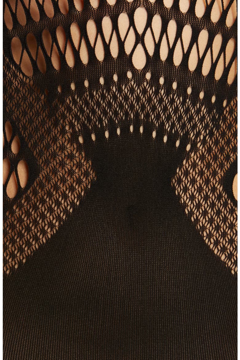 Full Moon Openwork Knit Teddy, Alternate, color, BLACK