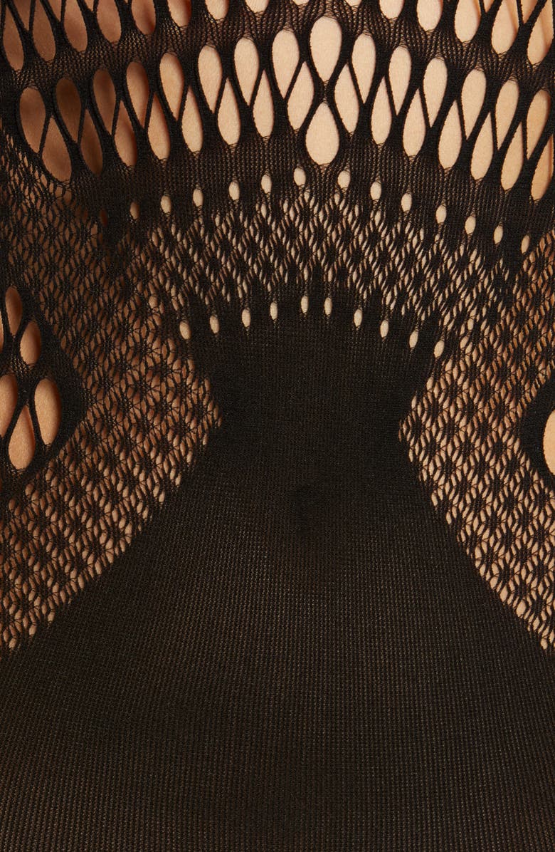 Hauty Full Moon Openwork Knit Teddy, Alternate, color, Black