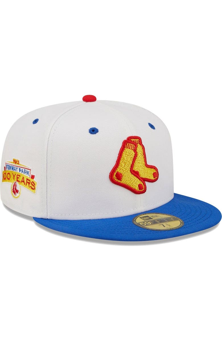 New Era Men's New Era White/Royal Boston Red Sox 100 Years at Fenway Park Cherry Lolli 59FIFTY Fitted Hat, Alternate, color, 