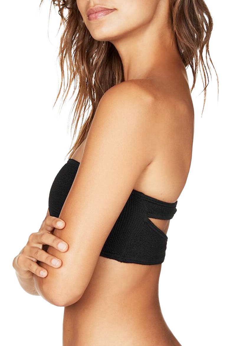 BOUND by Bond-Eye The Seeker Ribbed Bandeau Bikini Top, Alternate, color, BLACK