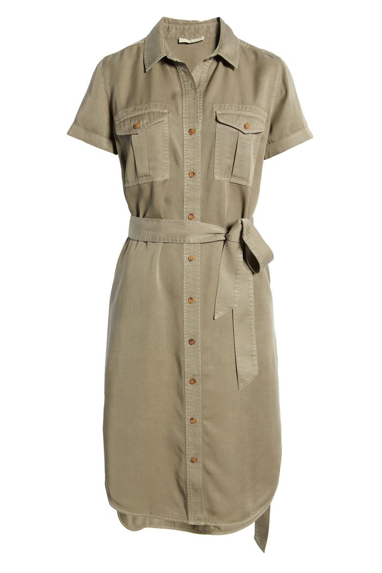 Utility Short Sleeve Shirtdress, Alternate, color, GREEN SORREL