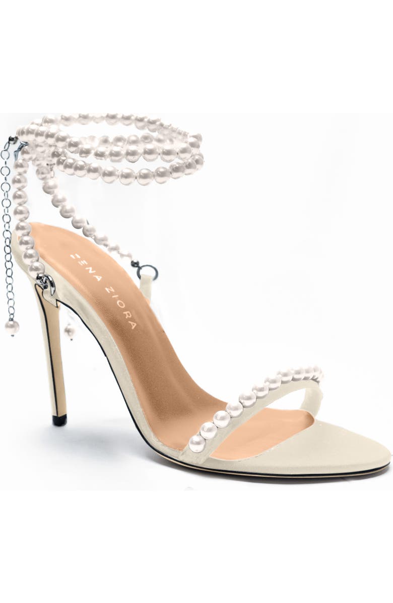 Zena Ziora Lady Antoinette 100 Pearl Stiletto Sandal, Alternate, color, Black