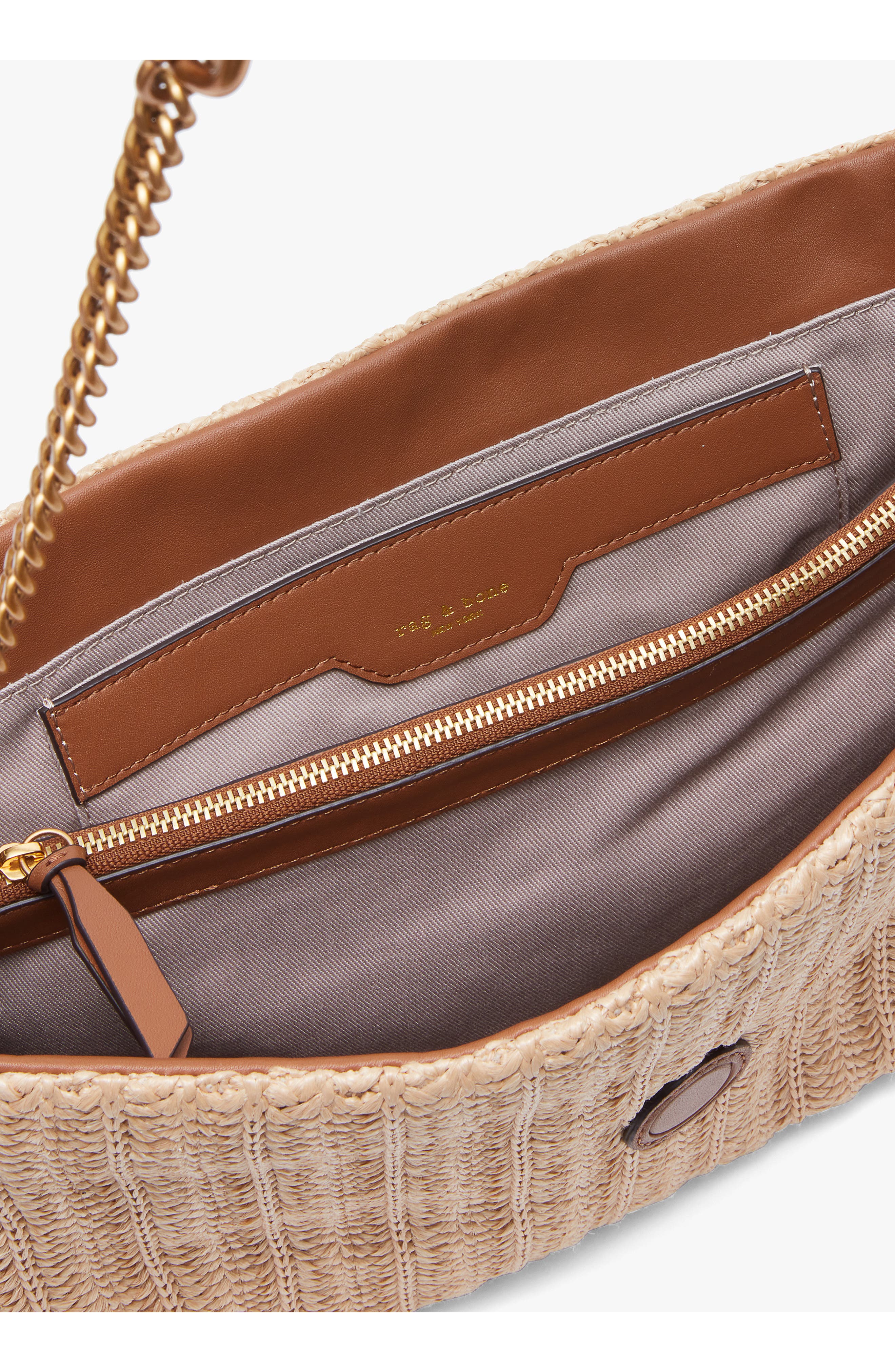 rag & bone Large Chelsea Straw Flap Crossbody Bag, Alternate, color, Natural
