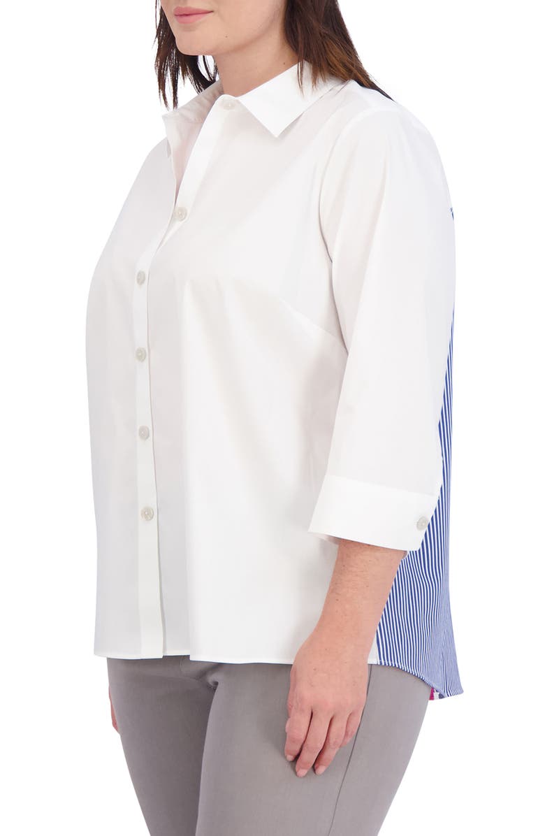 Foxcroft Kelly Mix Solid Stripe Shirt, Alternate, color, Blue Wht Stripe