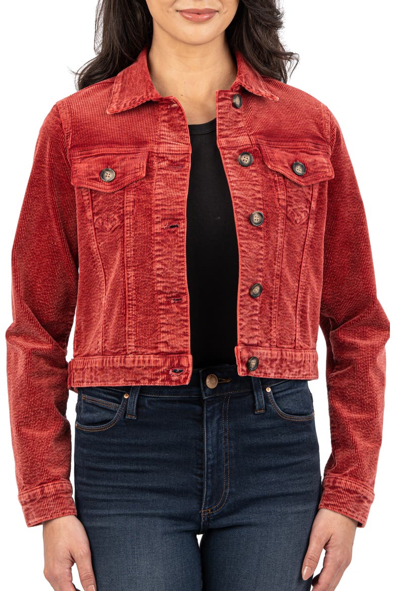 Julie Corduroy Crop Jacket, Main, color, RED