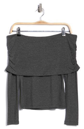 Elodie Off The Shoulder Top In Gray