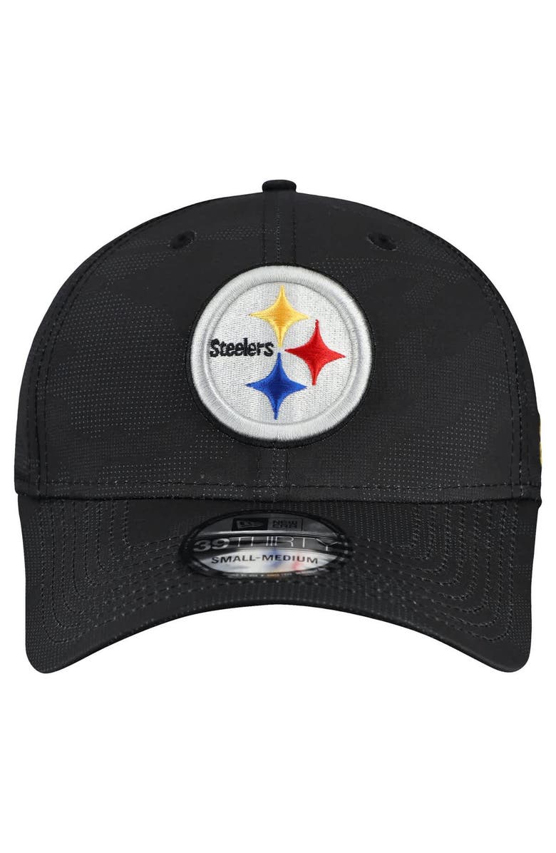 New Era Men
s New Era  Black Pittsburgh Steelers Tonal Camo 39THIRTY Stretch Fit Hat, Alternate, color, Black