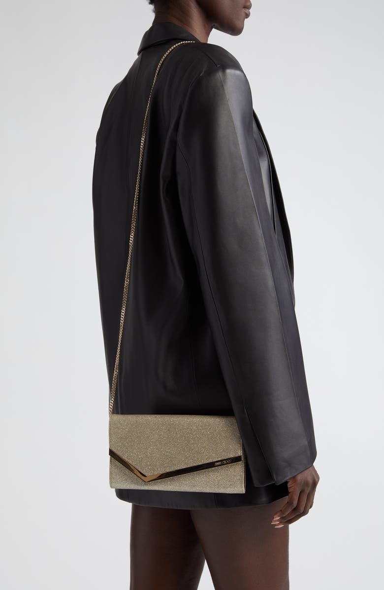 Jimmy Choo Emmie Dusty Glitter Clutch, Alternate, color,