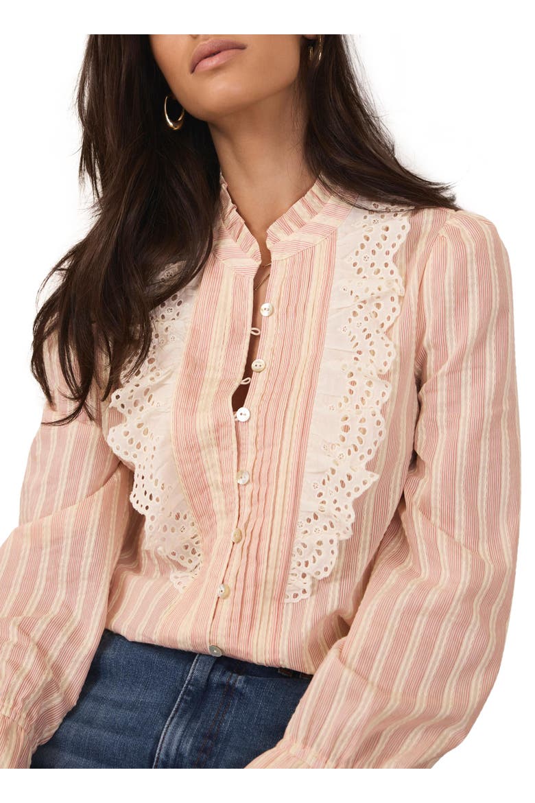 Striped Broderie Trim Blouse, Alternate, color, Light Pink
