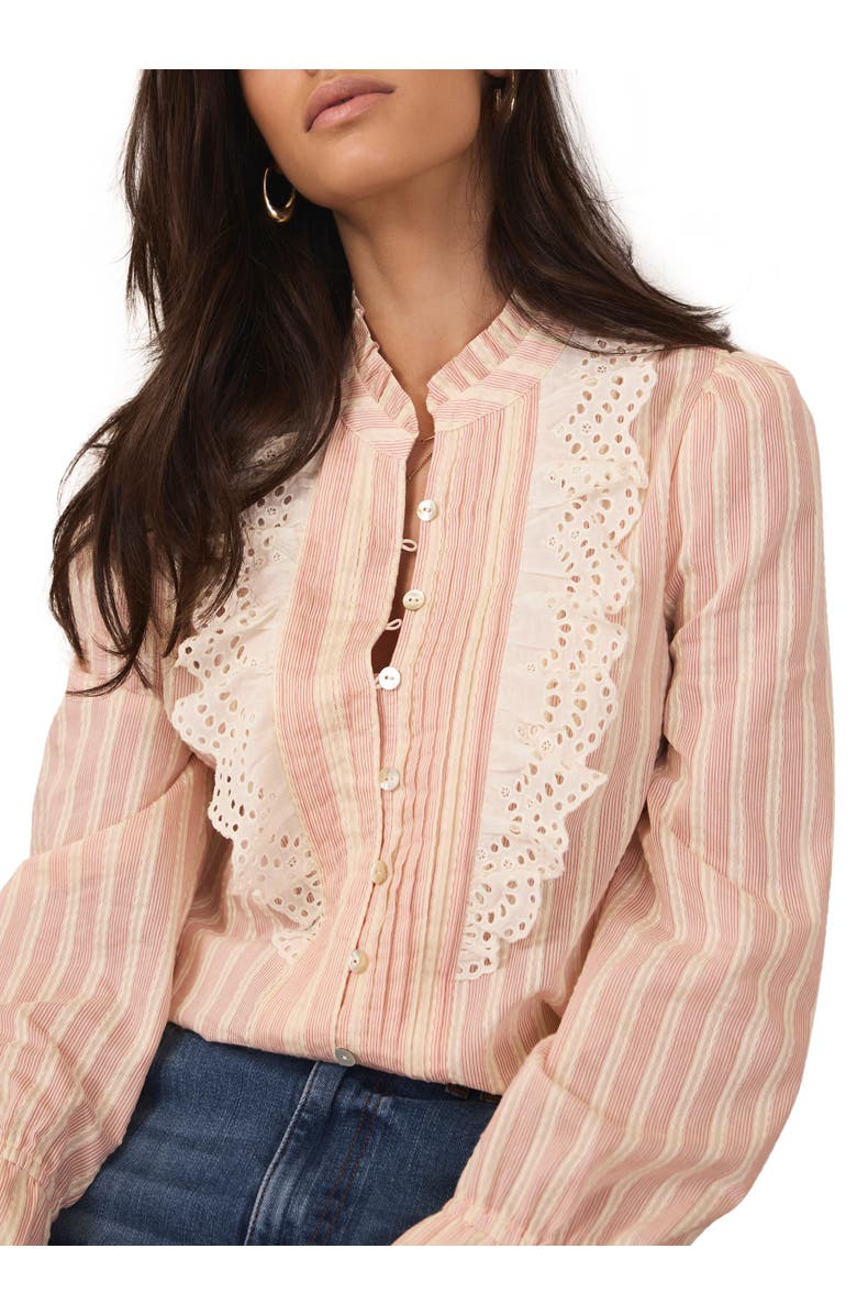 MINT VELVET Striped Broderie Trim Blouse, Alternate, color, Light Pink