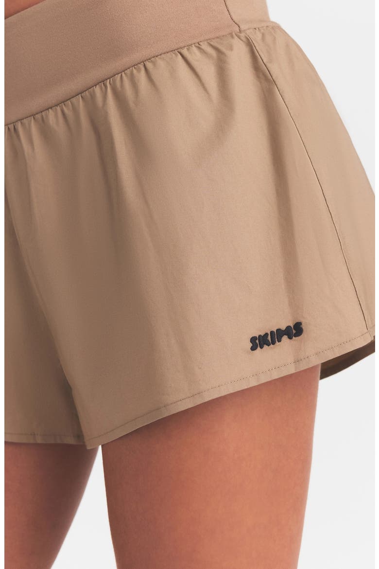 Woven Stretch Cotton Flutter Shorts, Alternate, color, DESERT