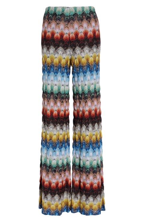 Lace Motif Lamé Pants
