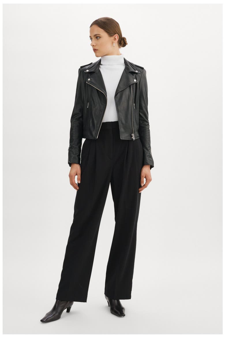 Donna | Iconic Leather Biker Jacket, Alternate, color, Black