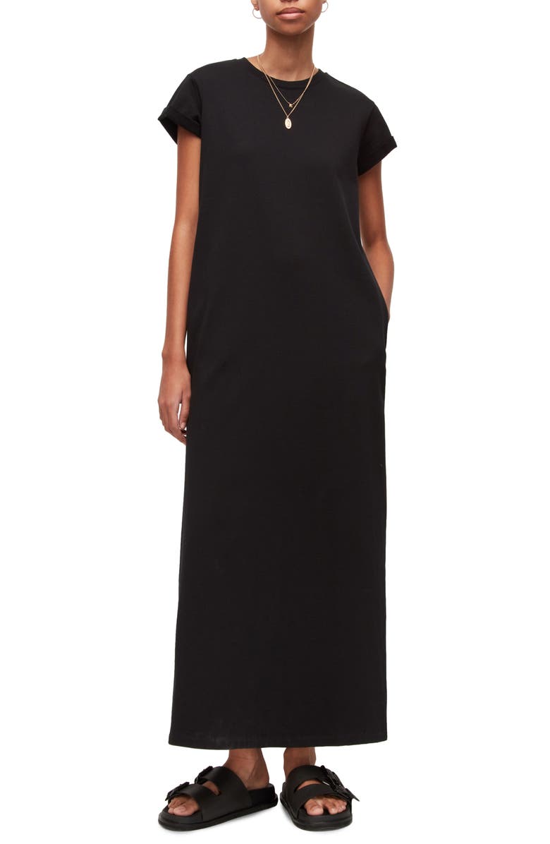 AllSaints Anna Cotton Maxi Dress, Main, color, Black