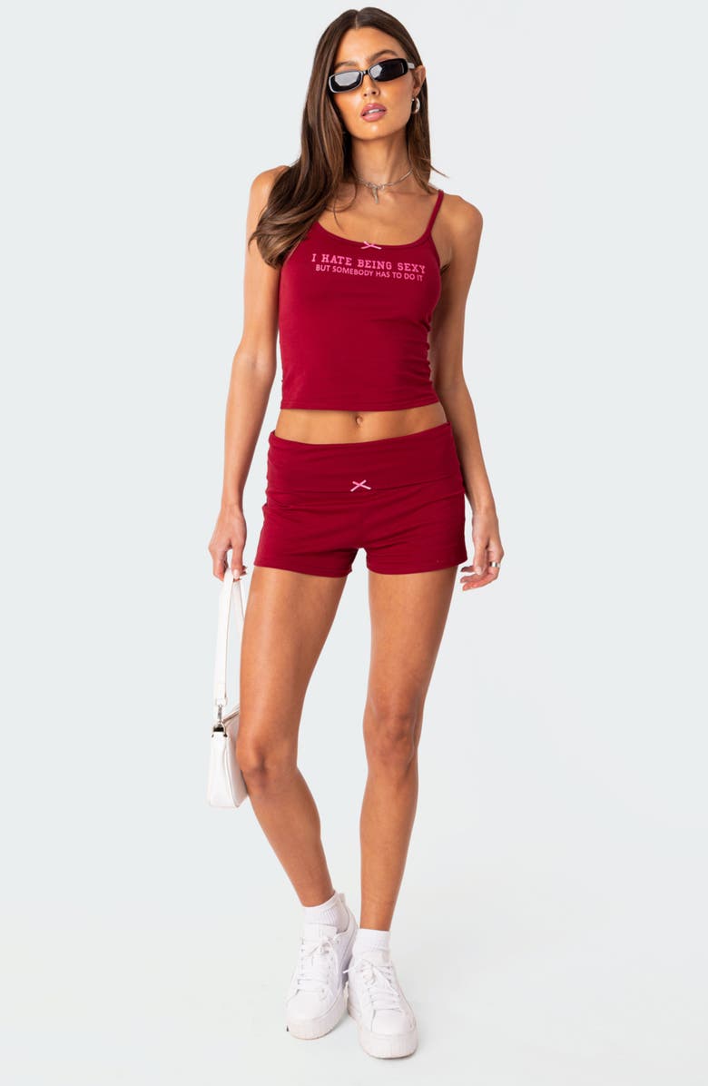 EDIKTED Too Sexy Crop Camisole, Alternate, color, Burgundy