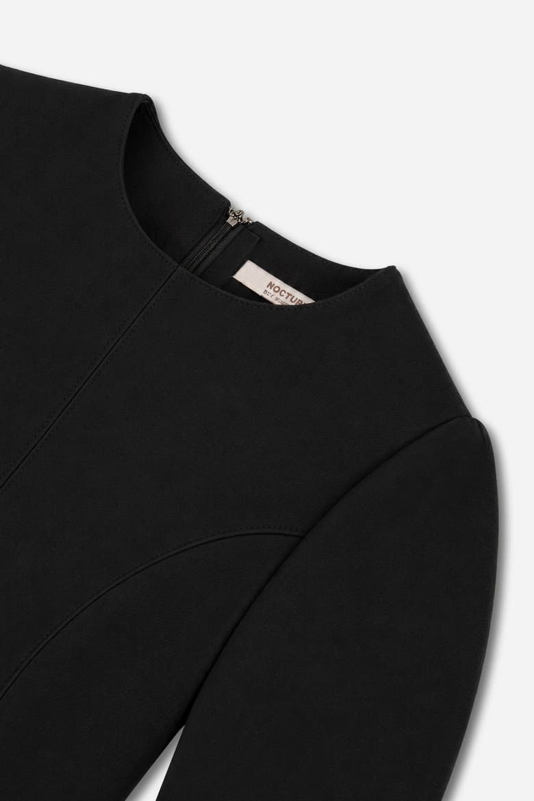 Balloon Sleeve Structured Mini Dress, Alternate, color, Black