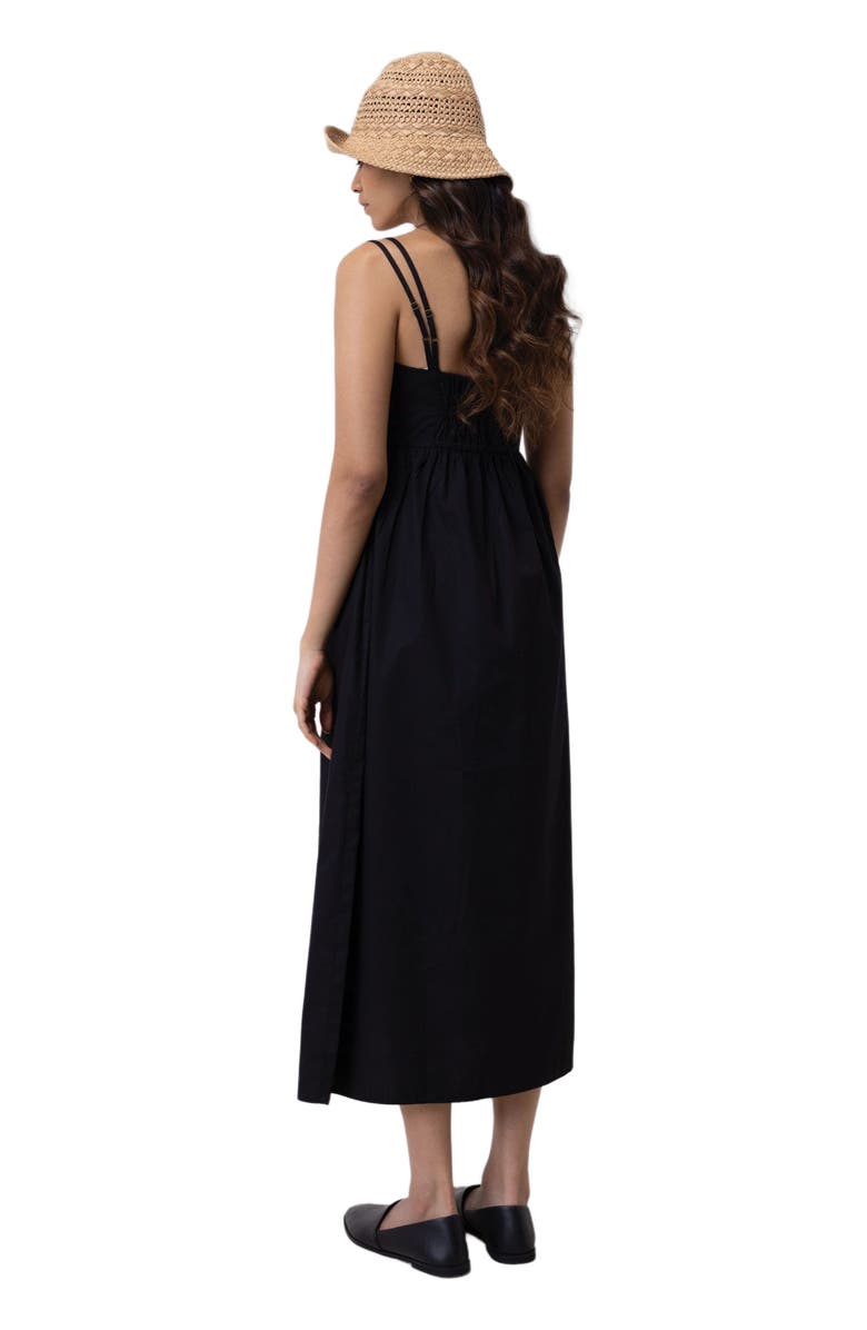 Reistor Strappy Gathered Midi Dress, Alternate, color, Black