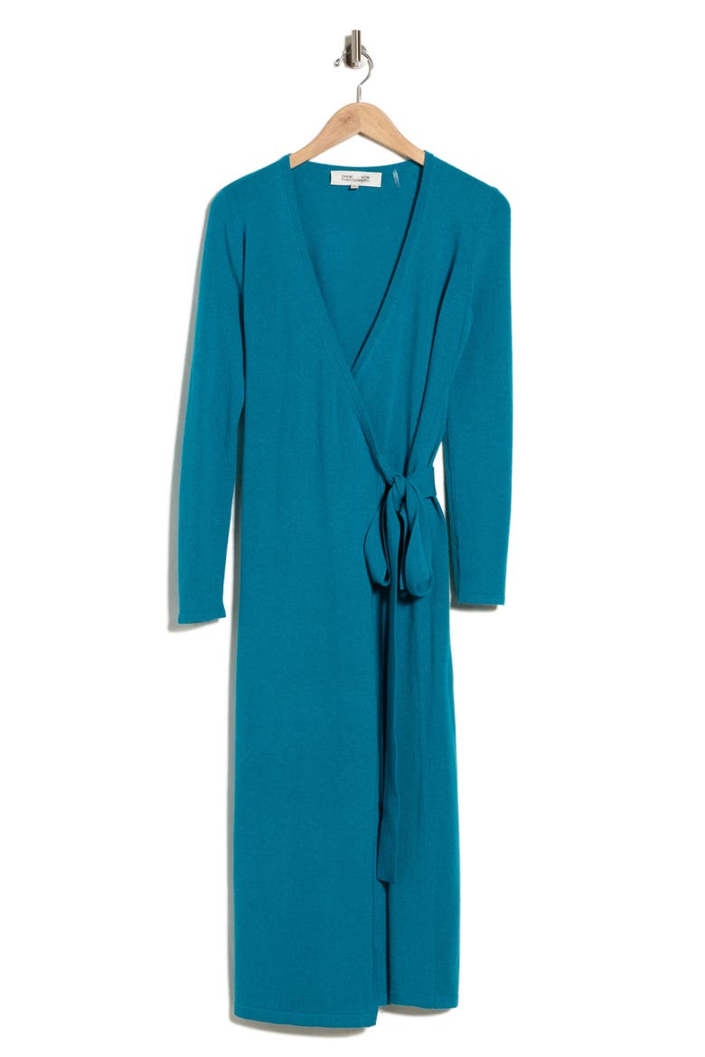 Astrid Wool & Cashmere Wrap Dress, Alternate, color, DARK TEAL