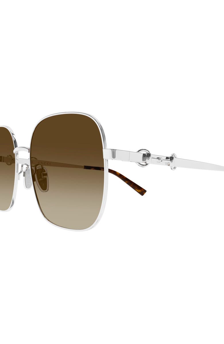Gucci 58mm Gradient Rectangular Sunglasses, Alternate, color, Silver