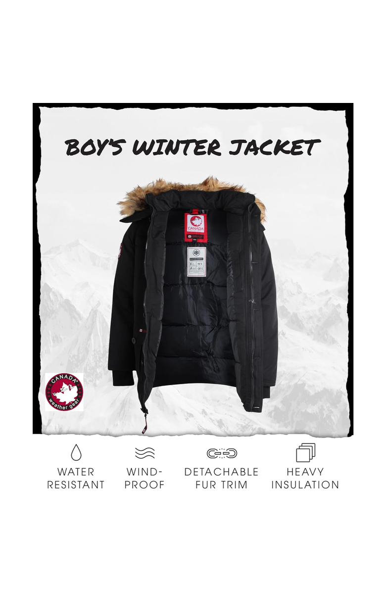 CANADA WEATHER GEAR Boys' Heavyweight Winter Ski Jacket, Alternate, color, Black
