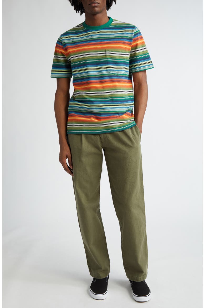 Double Pleat Cotton Herringbone Pants, Alternate, color, ARMY GREEN