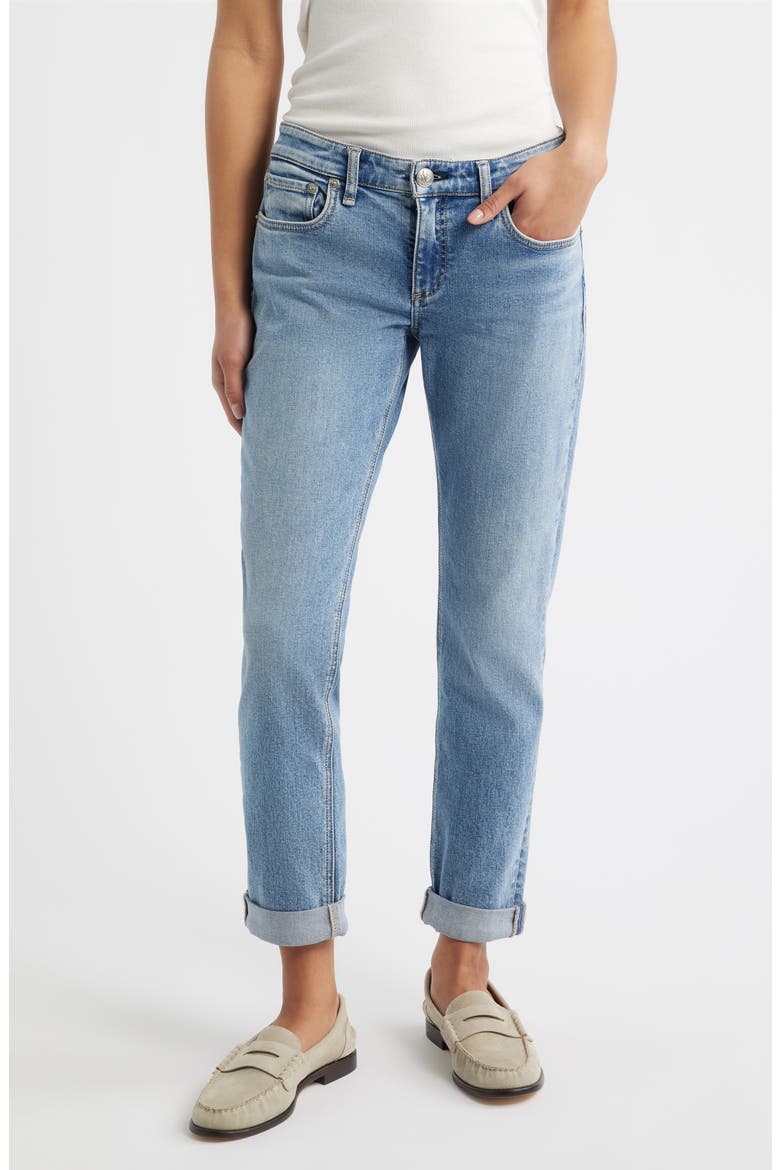 Dre Low Rise Slim Boyfriend Jeans, Main, color, REDWOOD