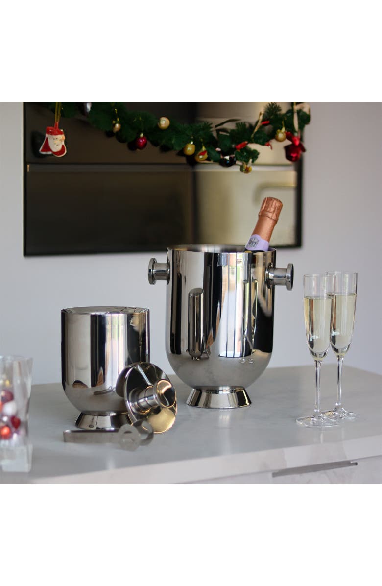 Nick Munro Trombone Ice Bucket & Tongs, Alternate, color, Silver
