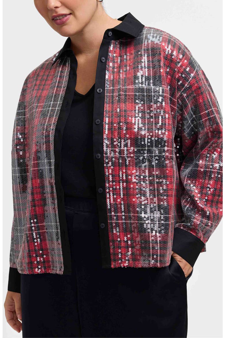Marina Sequin Button-Up Shirt, Alternate, color, BURGUNDY RED/ MULTI