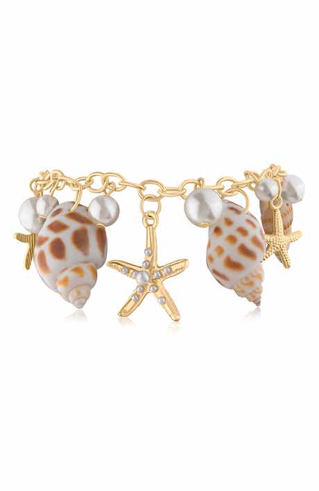 JARDIN Sea Life Shell & Faux Pearl Charm Bracelet