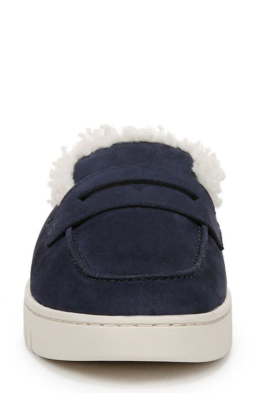 Vionic Uptown Faux Shearling Mule In Peacoat